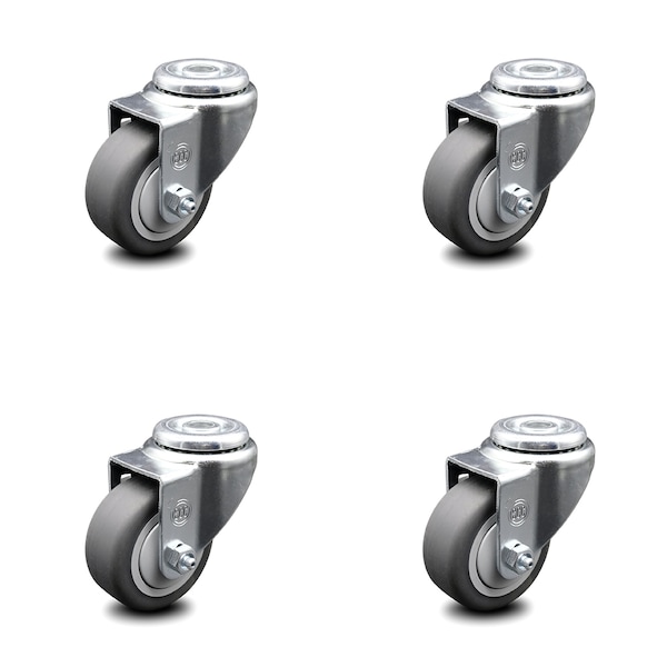 3 Inch Thermoplastic Rubber Wheel Swivel Bolt Hole Caster Set